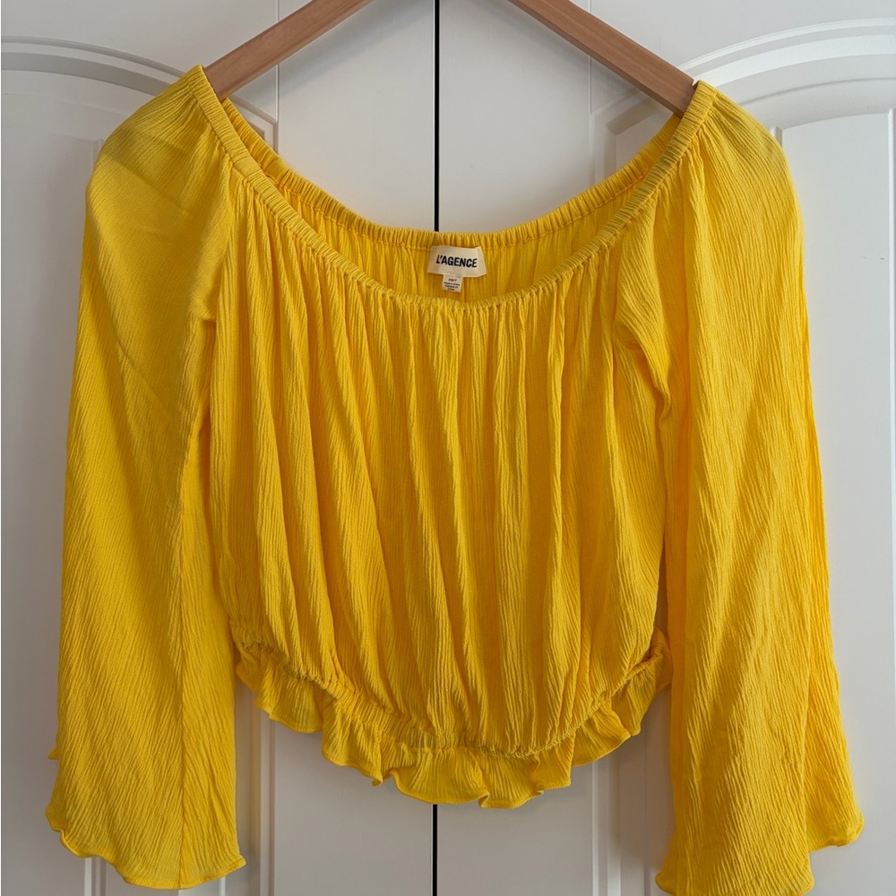 L'AGENCE Callan Off The Shoulder Women's Top in Yellow Size XS
